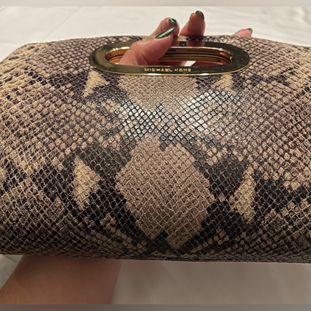 Michael Kors Python Embossed Leather Clutch - Picture 6 of 9
